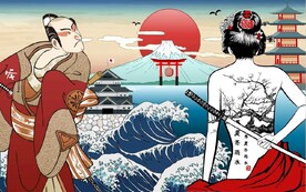 浮世绘日本料理餐饮背景墙壁画