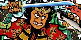 浮世绘鬼武士日本料理壁画