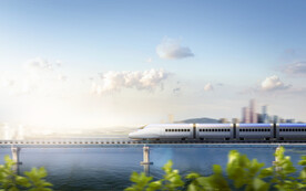 跨海大桥高铁地铁宣传海报