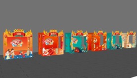 中式摊位su模型