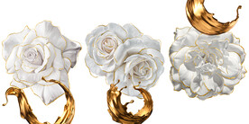 装饰画 三联画 牡丹花