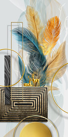 几何抽象玄关装饰画