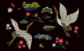 古典仙鹤插画装饰画背景