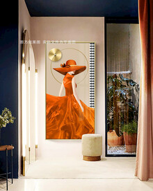 橙色美女装饰画