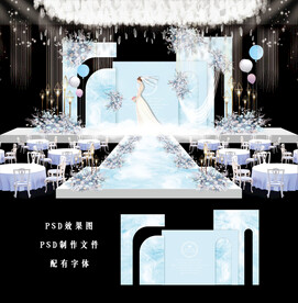 蓝色婚礼背景图片