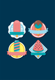 矢量冰淇淋标签图标