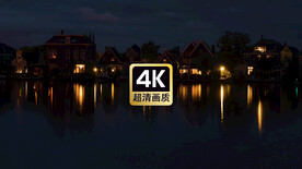 短视频素材夜晚海边城镇灯火