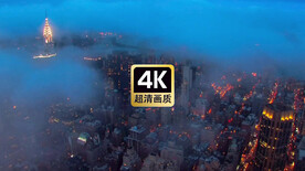 短视频素材航拍薄雾下的城市建筑