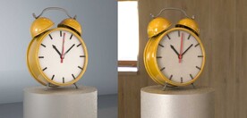 C4D黄色小闹钟建模场景搭建