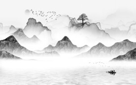 中式灰色山水 TIF文件分层