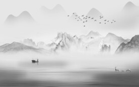 高雅简约灰色山水 TIF分层