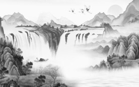 最新 简约灰色山水 TIF分层