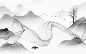 新款简约灰色山水 TIF分层