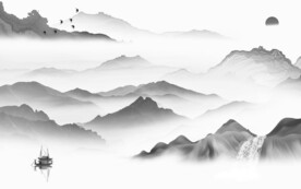 中式 简约灰色山水 TIF分层