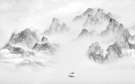 大卖灰色墙画山水 TIF分层