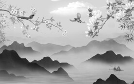 人气简约灰色山水 TIF分层