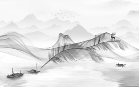 灰色电视背景墙无框画