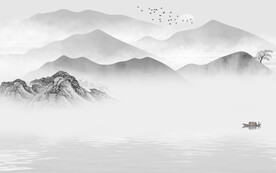 背景墙客厅风景山水 TIF分层