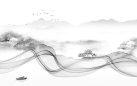 灰色电视背景墙无框画