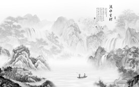 现代 客厅风景山水 TIF分层