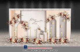 香槟色婚礼迎宾区