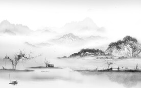 最新 灰山水画 tif文件分层