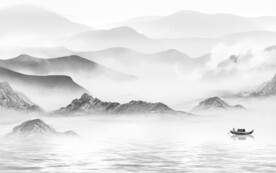 背景墙客厅灰山水画 tif分层