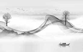 简约客厅灰山水画 tif分层