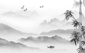 竹子山水灰色新画 TIF分层