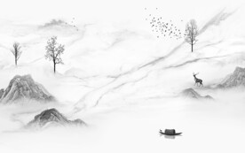 中国风山水灰色新画 TIF分层