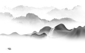 中式 山水灰色新画 TIF分层