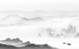 高端山水画灰色画 TIF分层