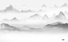 别墅山水画灰色画 TIF分层