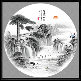 圆形山水画