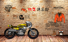 工装 摩托车背景墙画