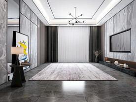 现代客厅背景墙家具场景直播空景