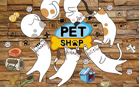 个性砖墙宠物店背景墙