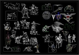 军人人物 CAD图库