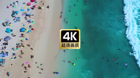 航拍热带海滩海浪冲击沙滩