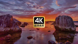 短视频素材傍晚礁石海滩彩云