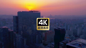 短视频素材晚霞中的城市建筑群