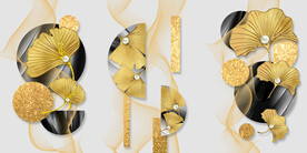 装饰画 晶瓷画 杏叶 线条