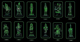 雕塑类门神佛像CAD图库