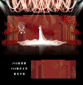 红色婚礼背景图片