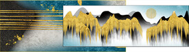 装饰画 金色山水画 新中式
