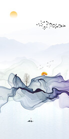 装饰画 抽象线条 新中式 树