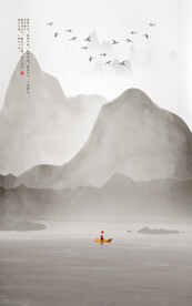 装饰画 抽象水墨山水画 新中式