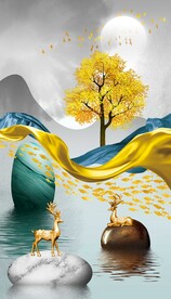 轻奢麋鹿装饰画