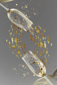 装饰画 抽象画 小鱼 红酒杯