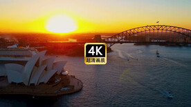 短视频素材航拍大桥悉尼歌剧院